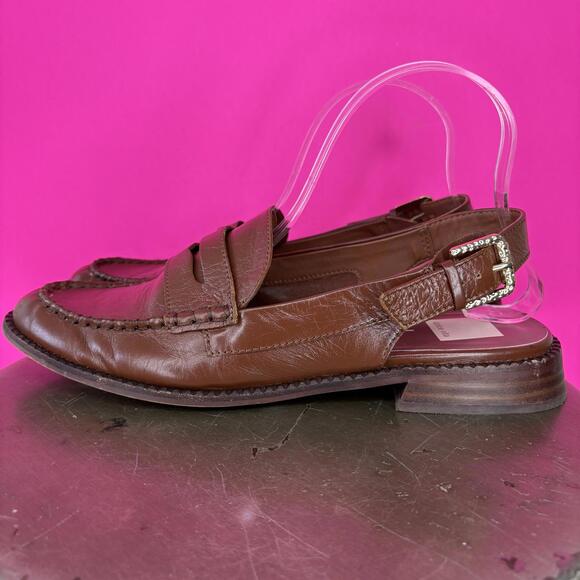Dolce Vita Hardi Brown Faux Leather Slingback Penny Loafer Sz 9.5 - Picture 7 of 8
